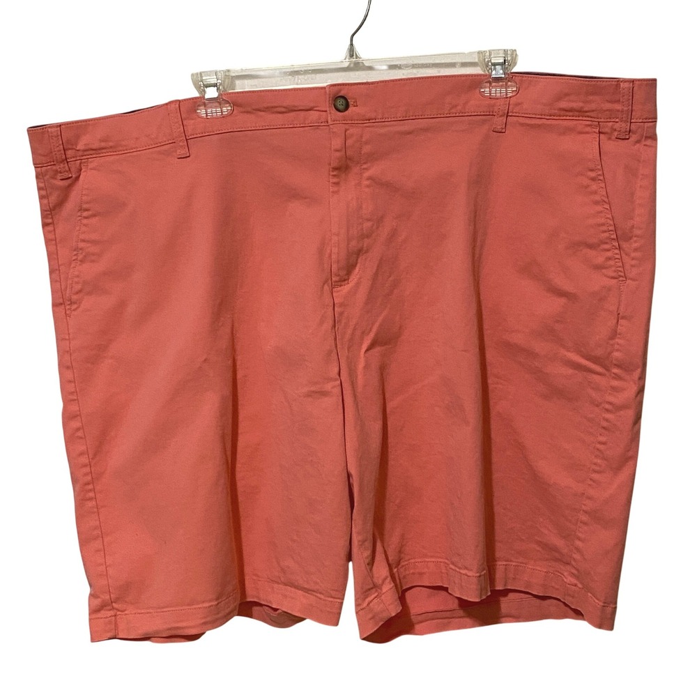 Nautica Mens The Deck Short Stretch 54 Coral Pink Flat Front Chino Shorts Preppy
